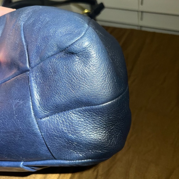 Coach Madison Navy Blue Leather Maggie Hobo Shoulder Bag Purse Tote - NCO - Picture 4 of 13